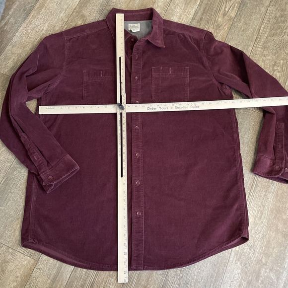 L.L. Bean Traditional Fit Corduroy Button Up Shirt Jacket Men's XL Tall Maroon - Picture 2 of 5